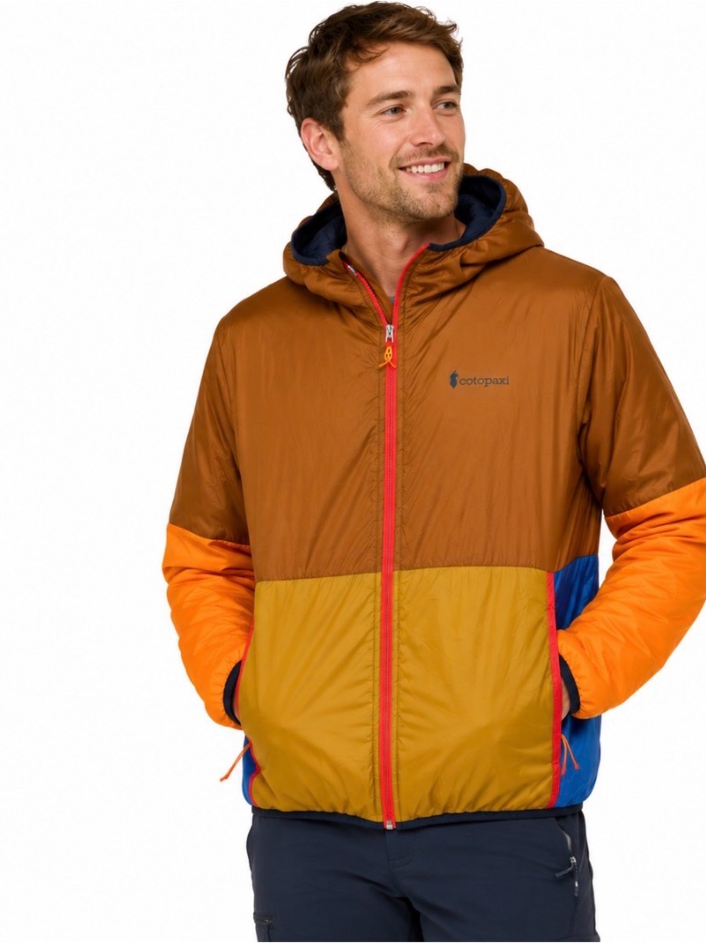 Cotopaxi Reversible Insulated Hooded Jacket Men’s Small Colorblock Navy Puf coat